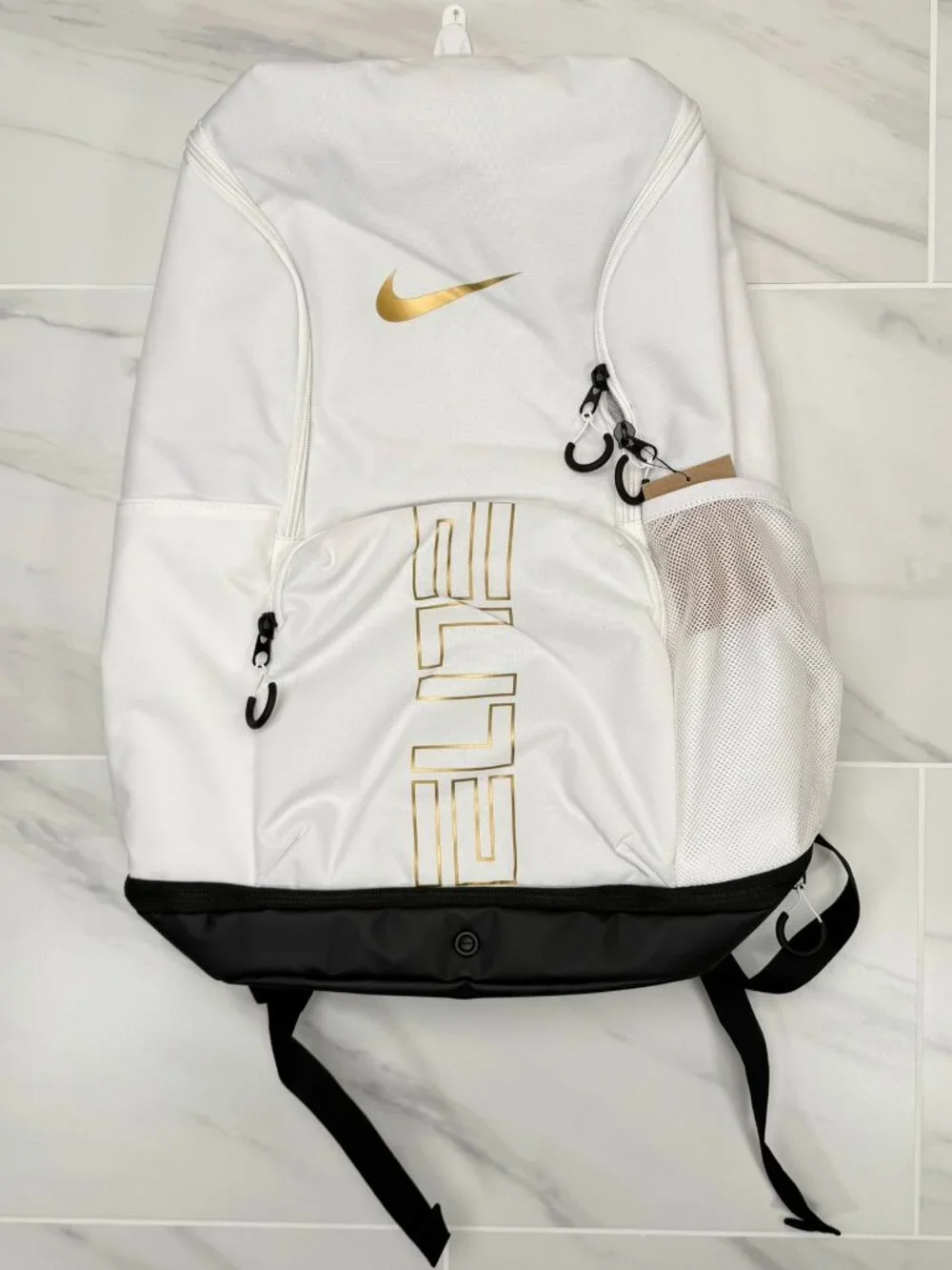 Nike 32L Varsity Elite Backpack 'White/Black/Metallic Gold' HM9965-100 OS